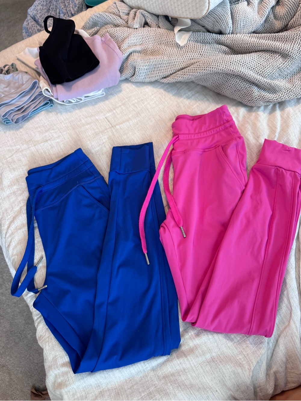 Bright Blue and Hot Pink Halara Athletic Joggers - Pair
